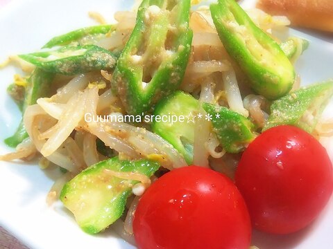 一緒に茹でちゃう♡もやしのオクラのごま和え